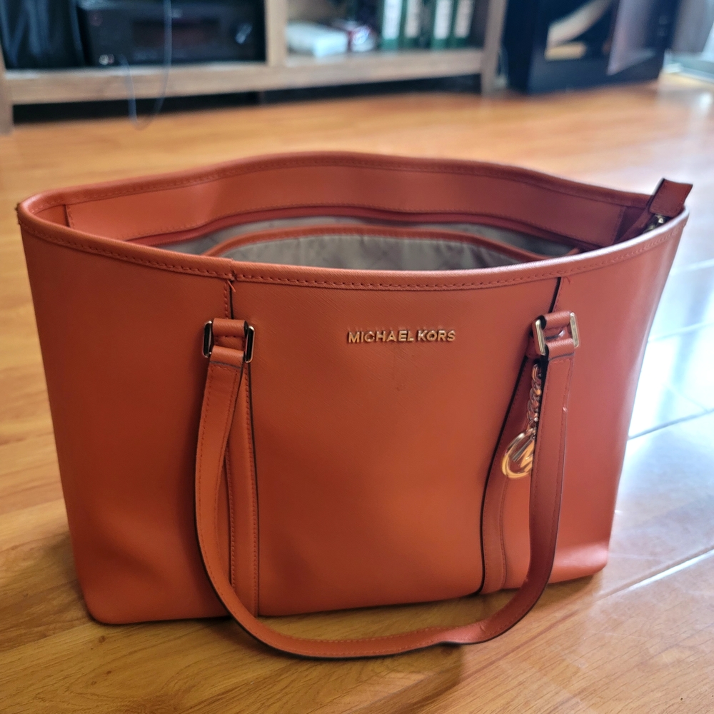Michael Kors Orange Saffiano Leather Tote